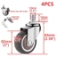 NOTE1 4 Bánh Xe Nội Thất, Phanh Không Tiếng Ồn Có Ren Thân Xoay Bánh, Cao Su TPE 1.5 "/ 2" Bánh Xe M10 Cao Su Castor Kệ Để Bàn