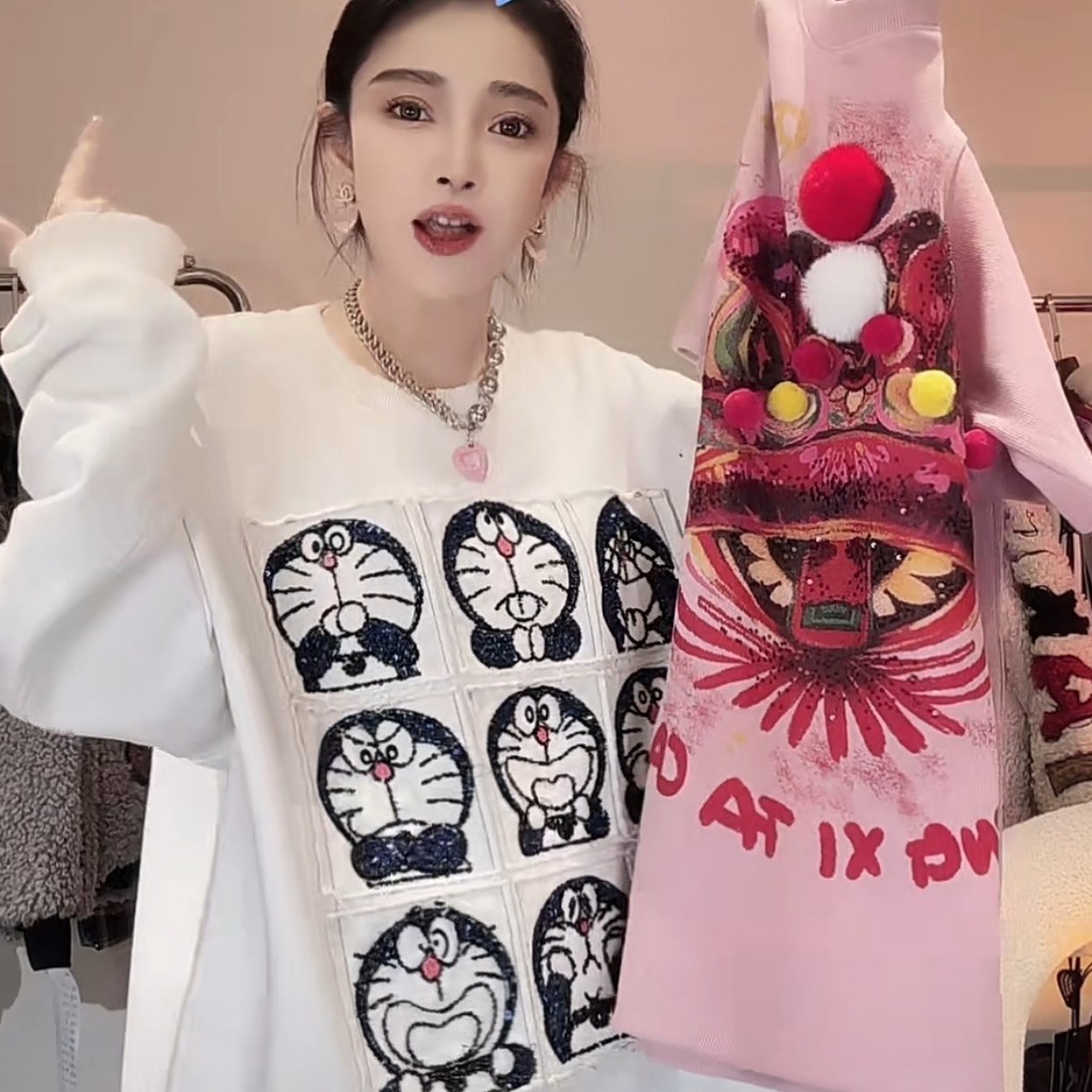 Áo thun ngắn tay Cotton nguyên chất màu hồng dành cho nữ Slimer Look Sequined thêu hàng đầu
