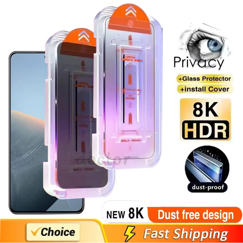 Kính Cường Lực GLASS Chống Nhìn Trộm Có Khung Tự Động Dán Cho Redmi K70 K70E K60 K60E K50 Ultra K40 K30 K20 Pro+ Plus 4G 5G 2024
