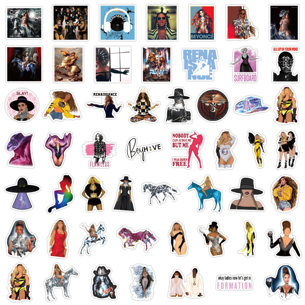 Bộ 50 Beyonce Graffiti Dán Trang Trí Hành Lý Đàn Guitar Máy Tính Ván Trượt Cốc Chống Thấm Nước