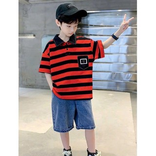 Áo ngắn tay cổ bẻ dành cho bé trai 18-52kg CHỮ BOTE.Áo polo bé trai.Áo cộc tay bé trai mùa hè. H31