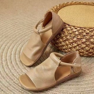 Dép sandal phẳng hở mũi cho phụ nữ với dây đeo thoải mái