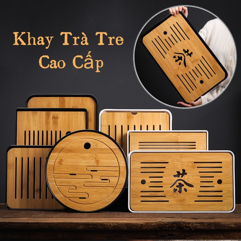 Khay Trà Tre Cao Cấp,Khay đựng trà,Khay trà đạo phong cách Nhật Bản khay đựng ấm chén