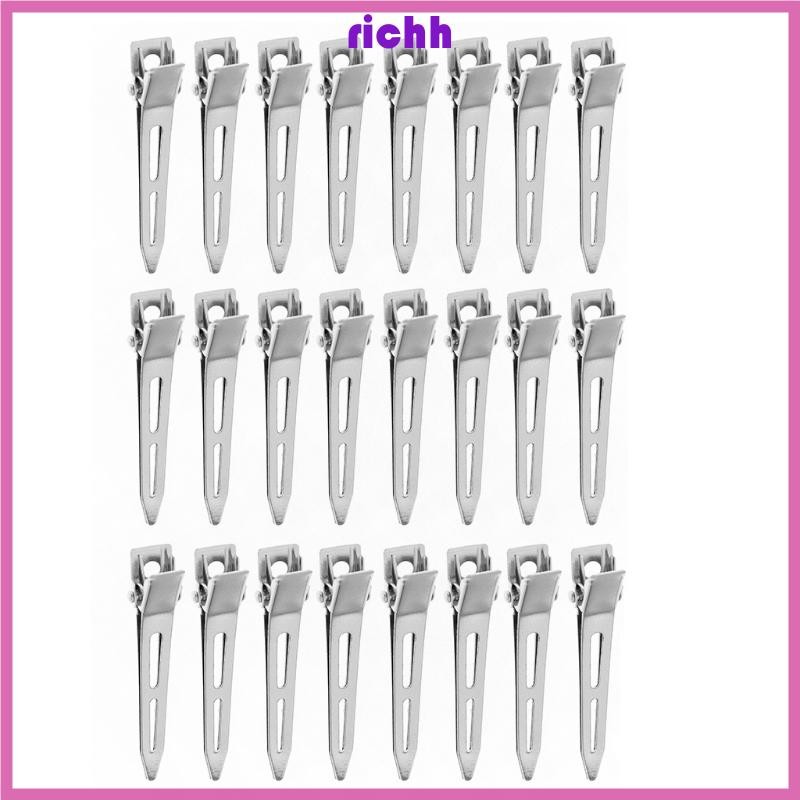 ⚝⚝Richh 24 Chiếc Đơn Prong Curl Mỏ Vịt Kẹp Tóc Bạc Chia Cá Sấu Kẹp Tóc