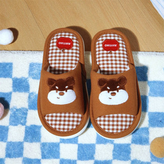 XIXITIAO Dép Nhẹ Xuân Hè Đế Mềm Nữ Thoải Mái Chó Dễ Thương Vải Lanh Cotton