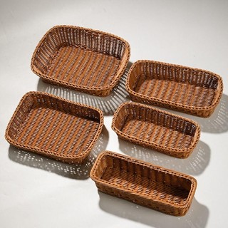JIGK Bánh Mì Rau Quả Giỏ, Độ Cứng 10 Kiểu Mây Wicker Dệt Giỏ Phục Vụ, Giỏ Mây Gia Đình Dệt Tay Nhà Hàng Phục Vụ Màn Hình Để Bàn