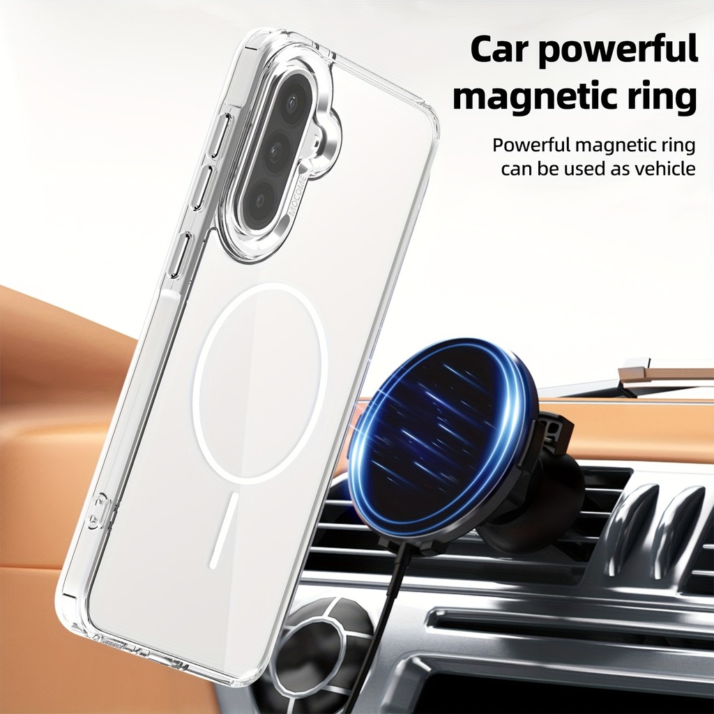 Ốp Điện Thoại Acrylic Cứng Không Vàng Nhẫn Từ Tính Mỏng Cho Samsung A56 A55 A36 A35 A26 A16 A15 S25 S24 S23 Ultra Plus Vỏ Chống Sốc