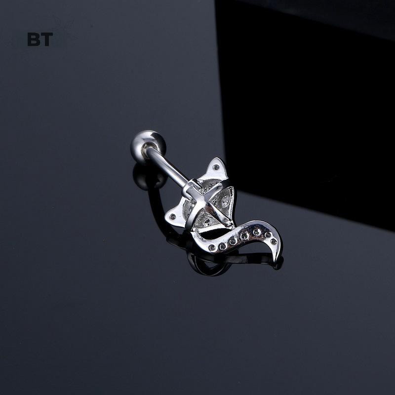 Meuctiffy Full-embeded Hình Cáo Động Vật Bụng Rốn Móng Tay Thời Trang Gợi Cảm Zircon Kẻ Sọc Dành Cho Nữ Và Nam Trang Sức VM