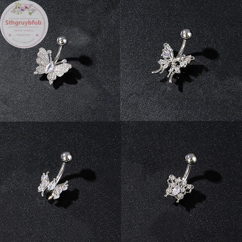 STHB Thời Trang Nơ Bụng Nút Nhẫn Thép Không Gỉ Zircon Rốn Xuyên Nhẫn Nữ Cô Gái Gợi Cảm Cơ Thể Trang Sức Quà Tặng VN