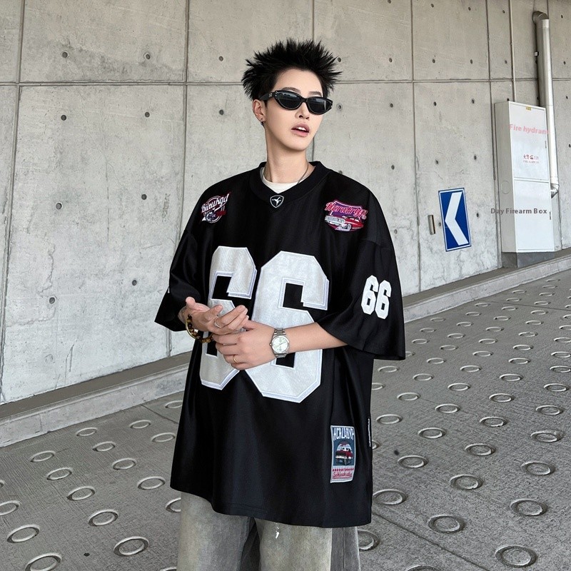ThaliaWisp Áo Thun Nam Mỹ Retro Họa Tiết Kỹ Thuật Số Mùa Hè Mới Hip Hop Jersey Rời Top