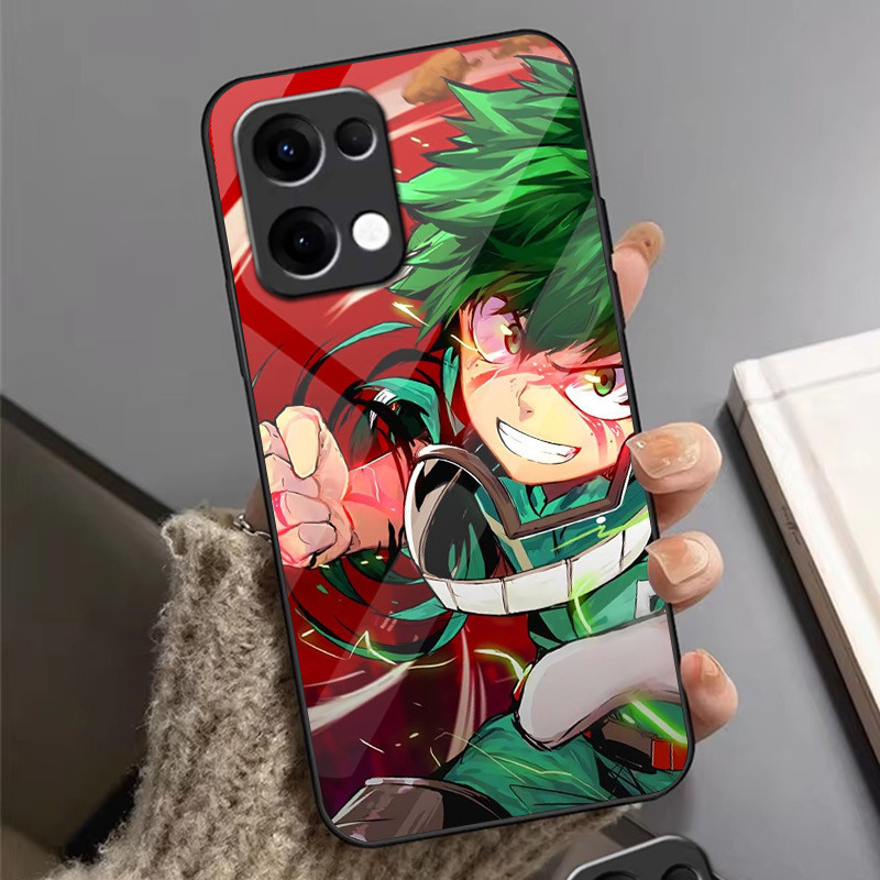 Ốp điện thoại kính My Hero Academia Deku Bakugou cho Oppo A54 A74 4G A79 5G A94 A3X Reno 11 12 13 11F 12F 13F 10 8