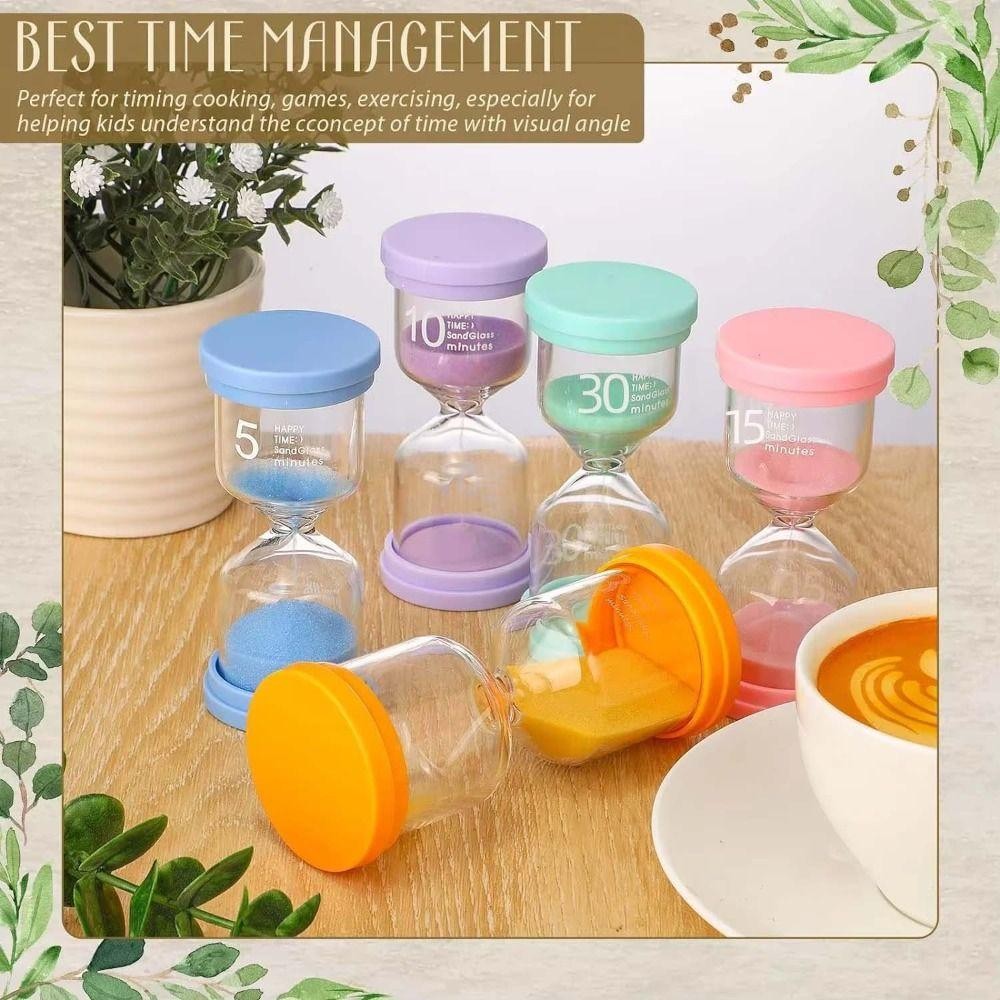 Đồng hồ cát đầy màu sắc CATIYAHA, Đồng hồ cát thủy tinh Borosilicate cao màu Macaron, Quà tặng bền 3 / 5 / 10 / 15 / 30 phút Hẹn giờ đồng hồ cát chắc chắn cho trẻ em