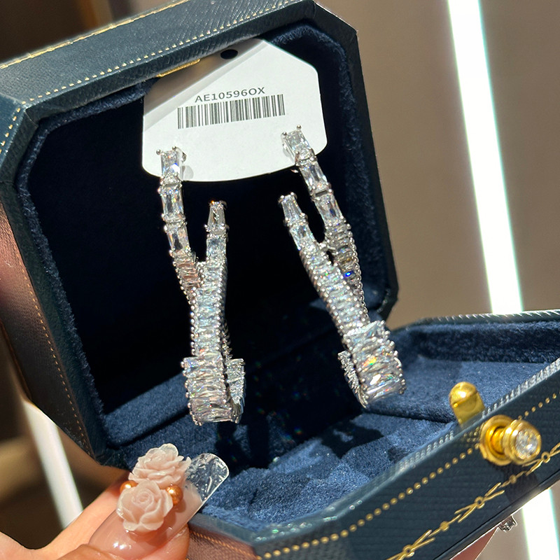 Бông tai tua rua zircon phong cách Hàn Quốc đơn giản