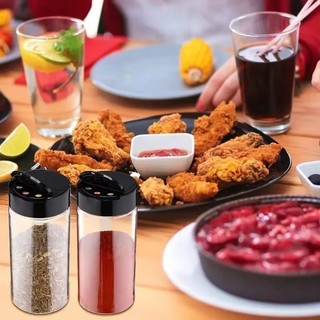 Chai gia vị nắp lật đôi đa kích thước - Bình đựng gia vị rỗng trong suốt PET có nắp đậy