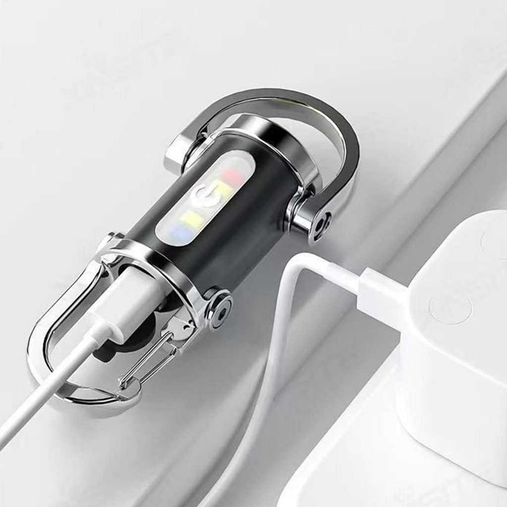 Mini Móc Khóa Đèn Pin Móc Khóa Đèn Pin Mạnh Mẽ Di Động Chống Nước Đèn LED Dành Cho Đi Bộ Đường Dài Làm Việc Ban Đêm Sinh Tồn