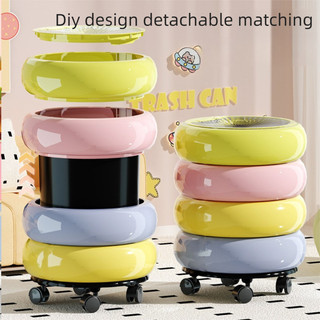 Thùng Rác Nhiều Màu Sắc Phòng Trẻ Em Phòng Khách Thích Hợp Thiết Kế Mở Lớn Báo Chí Mở Nắp Chống Trượt Bánh Xe Lưu Trữ Dụng Cụ Tiện Dụng