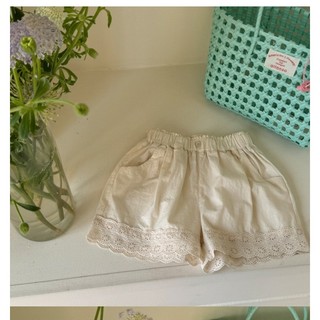 Quần short ren bé gái cotton mùa hè, thun thoải mái, phong cách Hàn Quốc