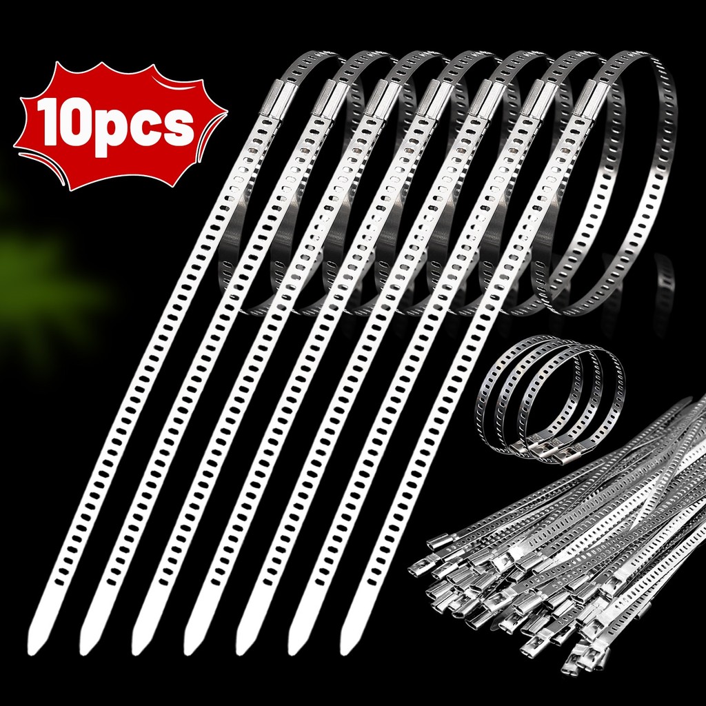 Dây buộc cáp bằng thép không gỉ 5 kích cỡ (150-400mm) Cấp công nghiệp hạng nặng, Dây buộc dây chống gỉ để bảo vệ cáp / ống, Gói 10 chiếc
