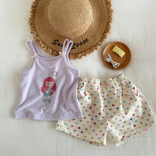 Quần short cotton mới mùa hè cho bé gái, in hình trái tim, quần trẻ em mỏng, rộng rãi, thoải mái cho trẻ sơ sinh