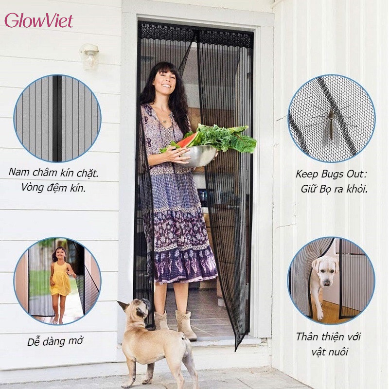 Rèm chống muỗi,thiết kế nam châm hít, thoáng khí dễ lắp đặt, bảo vệ cả gia đình ngủ yên