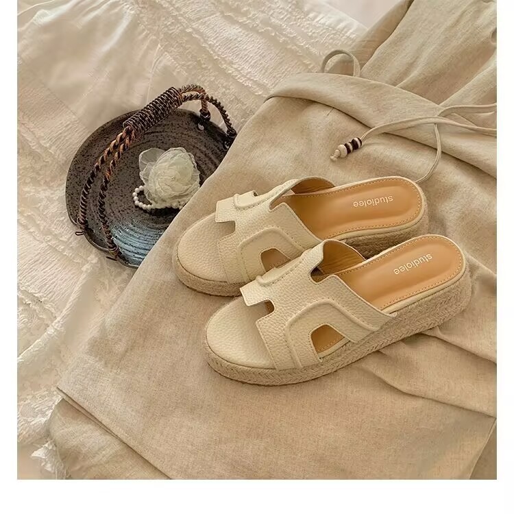 Size Nhỏ 31 32 33 Size Lớn 43 44 Đế Dày Cao Cấp h Dép 6cm Retro Đế Bằng Nêm Gót Bên Ngoài Mặc Dép Nữ Mùa Hè MAY16