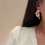 Đẹp Phong Cách Mới Thời Trang Ánh Sáng Sang Trọng Bông Tai Hoa Zircon Tím