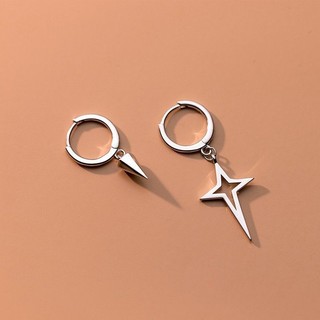 ✨Đơn Giản Glossymmetrical Bông Tai s925 Bạc Côn Bốn Cánh Ngôi Sao Tốt Nghiệp Mùa Khóa Tai Giữa Tanabata Bông Tai 25.5.19