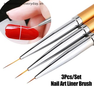 [savemoneyeveryday] 3 Bộ cọ lót móng tay nghệ thuật sọc kiểu Pháp Đầu 3D Lót Bút vẽ DIY Bút vẽ Uv Gel Brush Bút vẽ Dụng cụ làm móng tay Salon [vn]