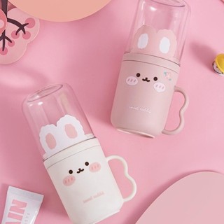 Cốc súc miệng nhựa di động, hộp đựng bàn chải đánh răng hoạt hình dễ thương cho gia đình