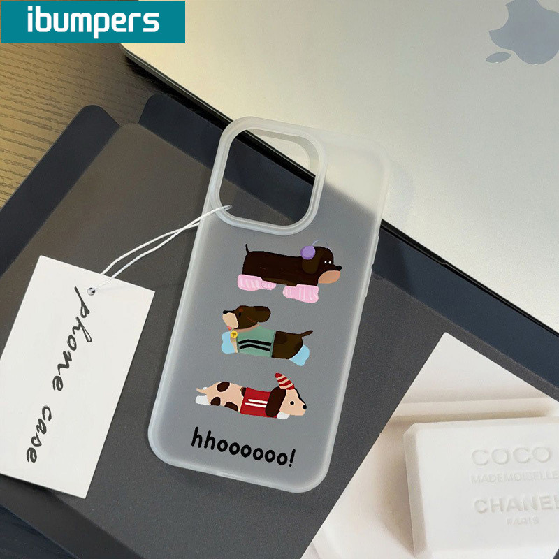 ibumpers Ốp Lưng IPhone Dễ Thương Họa Tiết Chó Giáng Sinh Ốp Điện Thoại Trong Suốt Nhám Mờ TPU Mỏng Chống Sốc Chống Bẩn Cho IPhone 16 15 14 12 13 11 Pro Max IP 7 8 Plus X XS XR