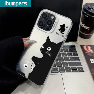 ibumpers Ốp Lưng IPhone Xinh Mèo Hoạt Hình Mát Mẻ Ốp Điện Thoại IMD Cứng Trơn Chống Bẩn Chống Sốc Cho IPhone 16 15 14 12 13 11 Pro Max