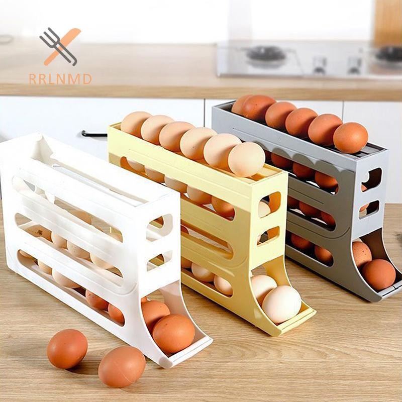 Rrlnmd Hộ Gia Đình Tự Động Lăn Trứng Hộp Bảo Quản Nhà Bếp Tủ Lạnh Cửa Bên Bảo Quản Trứng Giá 30 Hộp Trứng MỚI