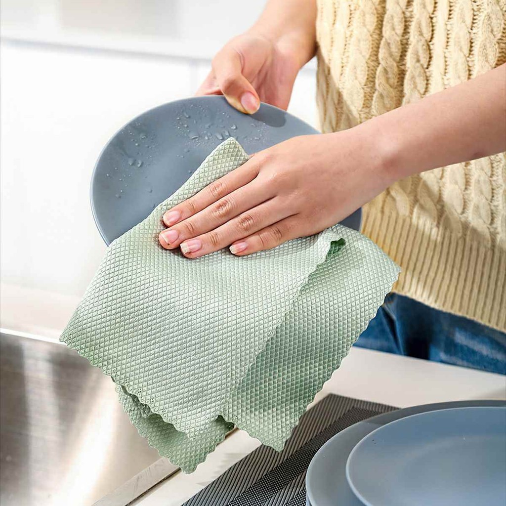 Combo 10 Khăn Lau Bát  - Lau Kính - Lau Đánh Bóng Đa Năng - Công Nghệ Mới Không Xù Lông 25x25cm FE123
