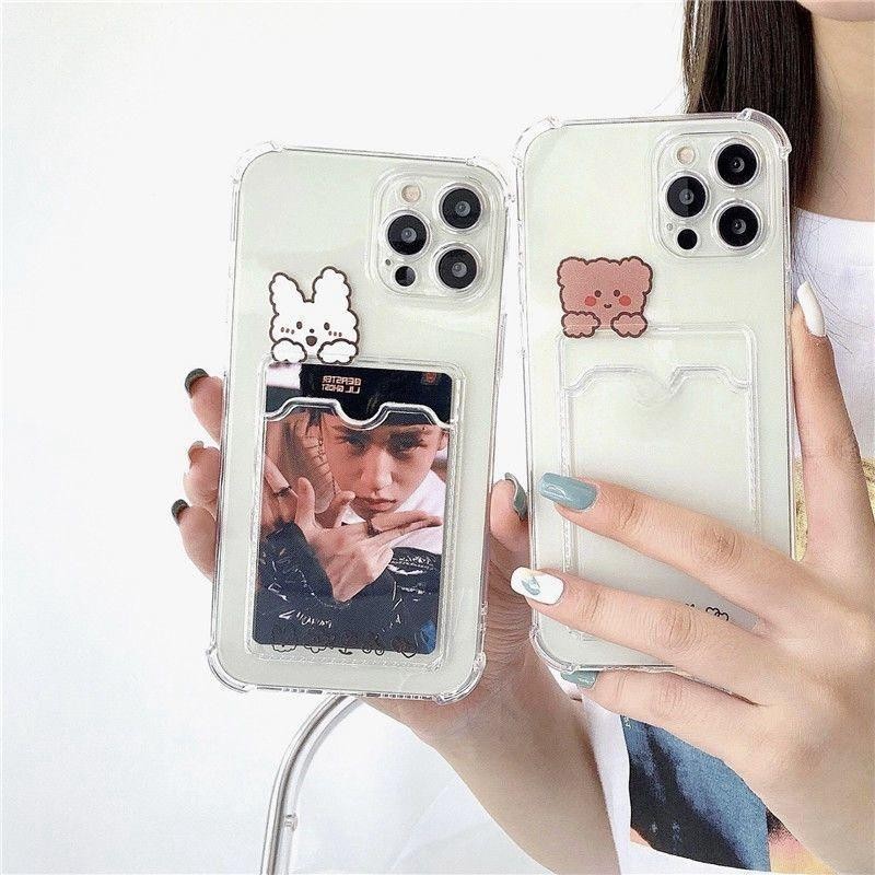 Ốp Cho Samsung Galaxy S24 Ultra S22 S23 Plus S21 Ultra S23 S20 FE M54 M53 M33 5G Vỏ Điện Thoại Di Động Gấu Đựng Thẻ Ảnh Ví Hoạt Hình Dễ Thương Silicon TPU Chống Sốc