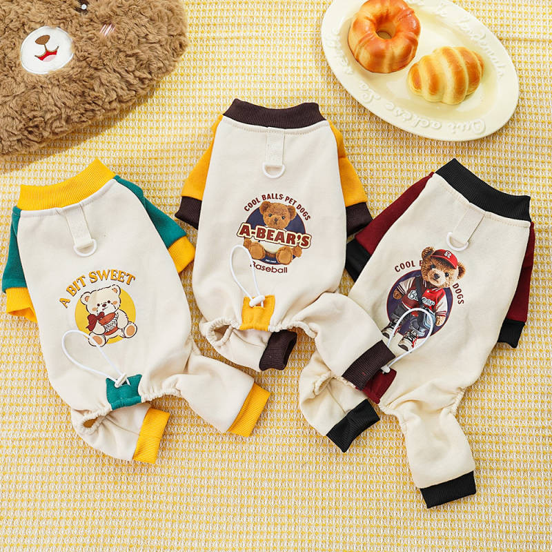 【Ready Stock】 Cotton Pet Four-Legged Clothes Medium and Large Dog Cat Clothes Supplies Autumn Winter Sweater Fleece Teddy/French Bulldog Ke Jin Mao mq7C