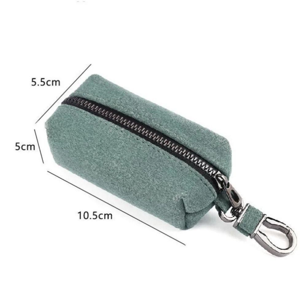 Ví đựng móc khóa HOBBYIN, Túi đựng chìa khóa da lộn có dây kéo, Ví đựng tiền xu đa chức năng dung tích lớn di động dành cho nam nữ