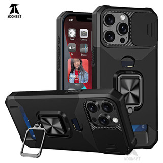 Dành Cho iphone 13 Pro Max / 12 Pro / 11 Ốp Lưng Có Trượt Camera Bao Đựng Thẻ Nhẫn Chân Đế Chịu Lực Bảo Vệ Mỏng Bao
