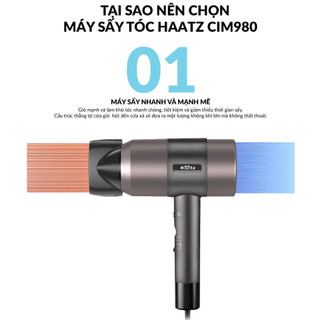 Máy sấy tóc Haatz CIM908 công suất 1800W 2 chiều nóng lạnh 3 mức gió thông minh, an toàn khi sử dụng