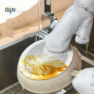 B & N 1 / 2 Chiếc Găng Tay Vệ Sinh Công Việc Nhà Dây Thép Món Ăn Găng Tay Rửa Nhà Bếp Bàn Chải Chống Thấm Nước Bát Dầu Dụng Cụ Vệ Sinh Hiện Vật.