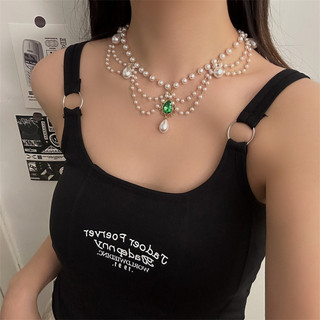 1 chiếc vòng cổ ngọc trai nhiều lớp dành cho nữ, dây chuyền xương đòn cổ điển ngọt ngào và mát mẻ
