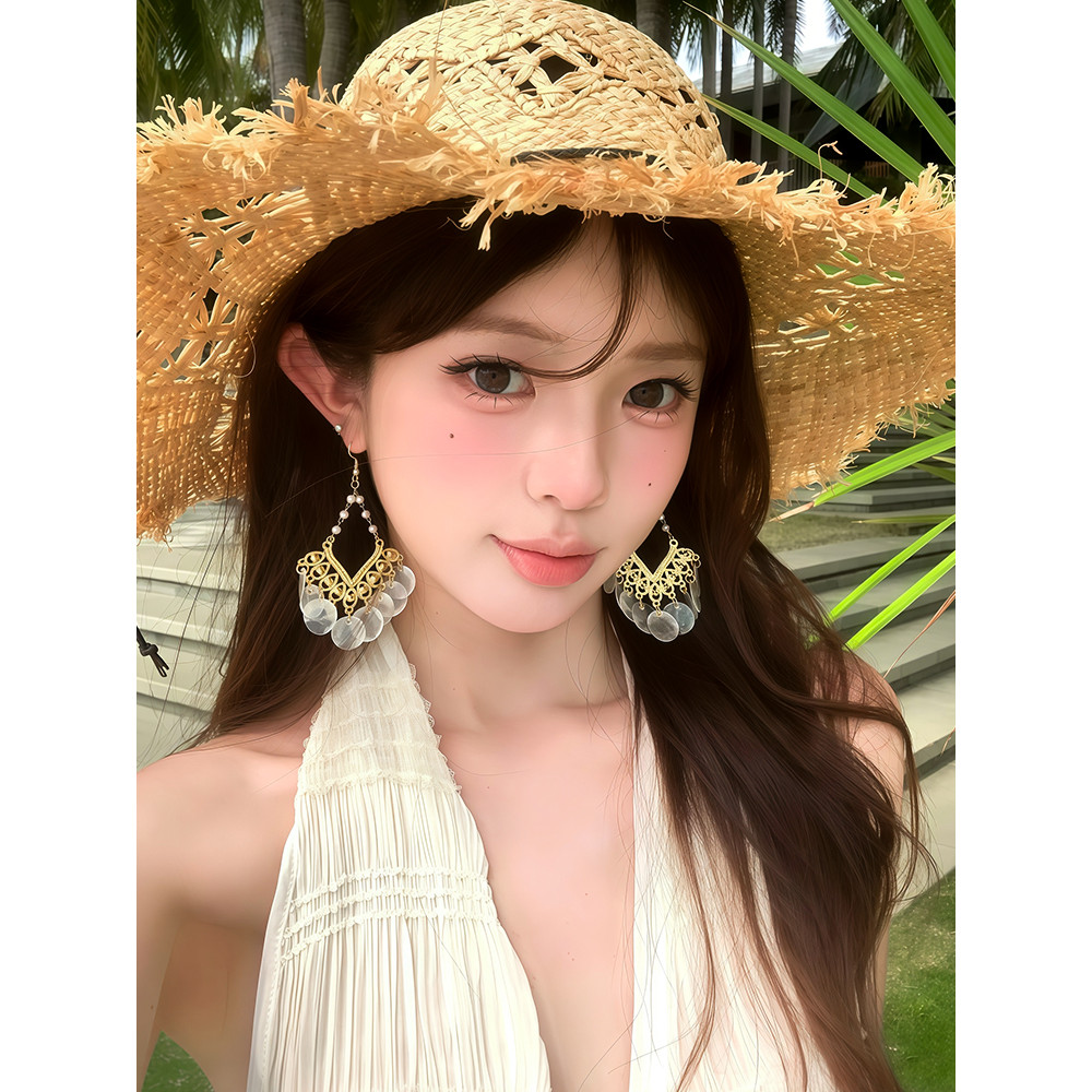 Bông tai tua rua lông vũ phong cách mới Bohemian Móc tai nữ