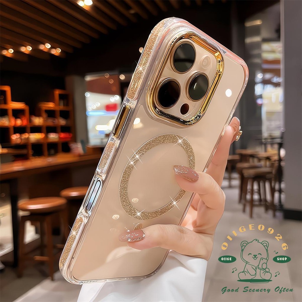 Ốp điện thoại từ tính chống rơi long lanh chống rơi iphone16 Pro Max 15 14 13 12 11 vỏ cho vỏ iPhone vỏ mềm TPU chống sốc