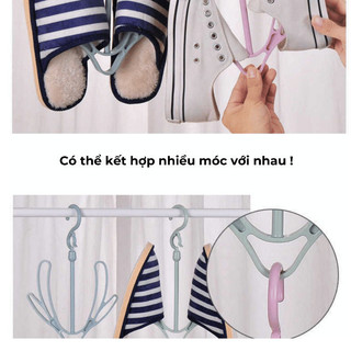 Móc phơi giày đa năng BUNA bằng nhựa cao cấp,phơi giày dép xoay 360 độ thông minh tiện dụng.