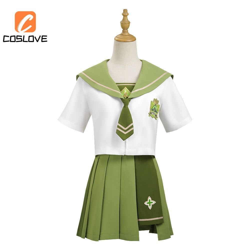 Anime Trò Chơi Genshin Tác Động Nahida Phong Cách JK Cosplay Quần Áo Trọn Bộ Trang Phục Phù Hợp Với Bé Gái Xanh JK Đầm Cosplay Đồng Phục