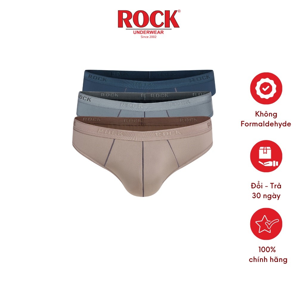 Combo 3 quần lót nam cao cấp ROCK QA546 thun lạnh 4 chiều mát mẻ, co giãn tốt, ôm sát, không cấn