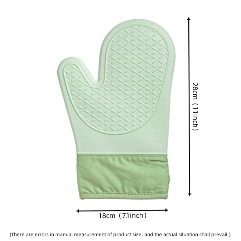 Găng tay lò nướng chịu nhiệt bằng silicon và Cotton có tay cầm chống trượt - Chiều dài mở rộng để nướng, nướng và sử dụng trong nhà bếp (1 đôi)