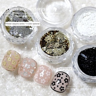 Trang trí móng tay hoa sequin trang sức vàng và bạc đen trắng, charm sequin nhỏ, dụng cụ trang trí móng tay cho tiệm làm móng