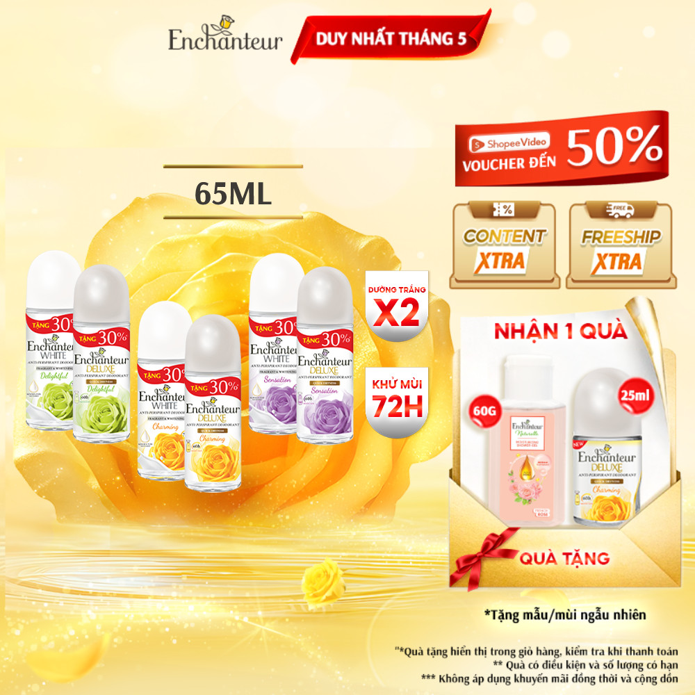 Ảnh Lăn khử mùi Enchanteur trắng da / hương nước hoa Pháp tinh tế, không để lại vệt ố vàng 65ml 1
