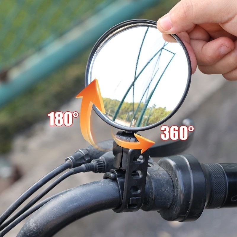 Gương xe đạp đa năng 360° Gương chiếu hậu tay lái có thể điều chỉnh cho xe đạp / xe máy, thiết kế dây đeo an toàn góc rộng có ống kính thủy tinh 1 / 2 chiếc