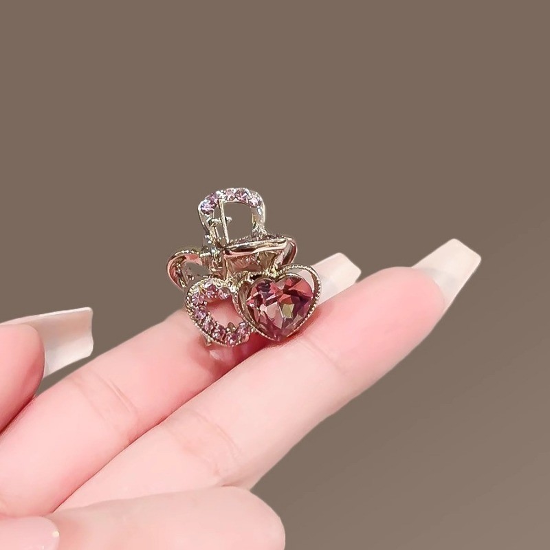 MAUROPOLI [Sẵn Sàng] Kẹp Tóc Kim Cương Giả Trái Tim Tình Yêu Tím Tinh Tế Nữ Phong Cách Mới Kẹp Nhỏ Thời Trang Phong Cách Hàn Quốc Tóc Gãy Nổ Kẹp Mini